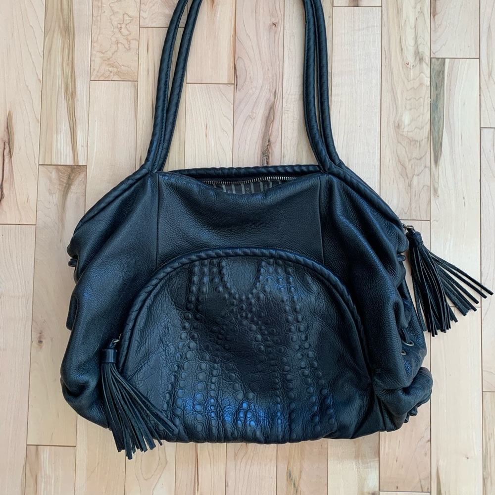 Mimco black leather bag